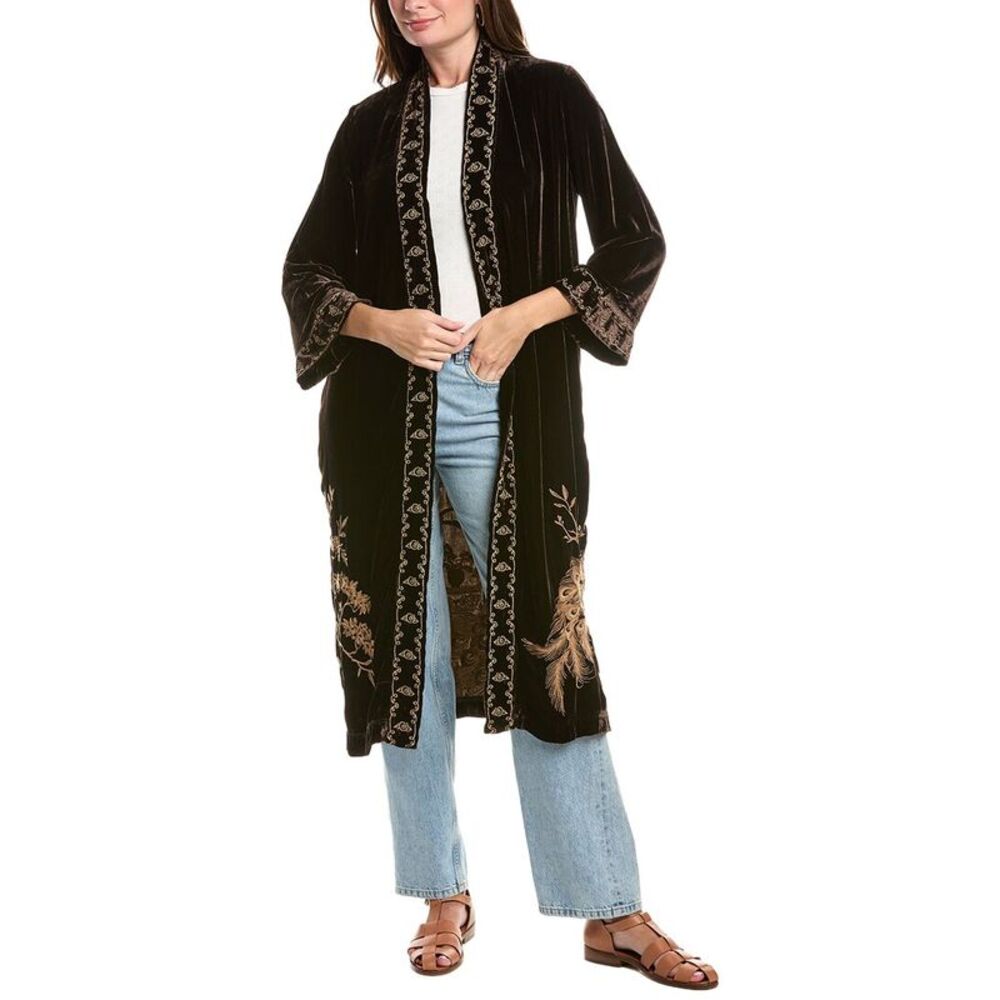 Johnny Was Womens  Velvet Kimono Coat, Brown